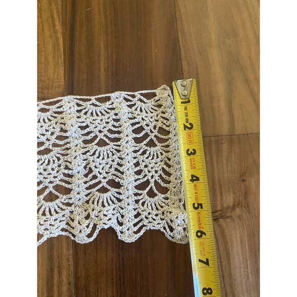 Vintage Handmade Crochet Grey Short Valance Curtain Filet 29”*6” - Picture 6 of 6